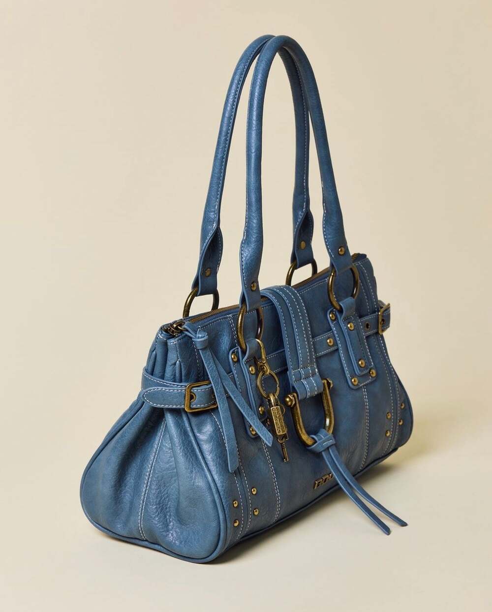 BDG Karlie Lock Shoulder Bag in Blue with Charm NWT - Picture 6 of 8